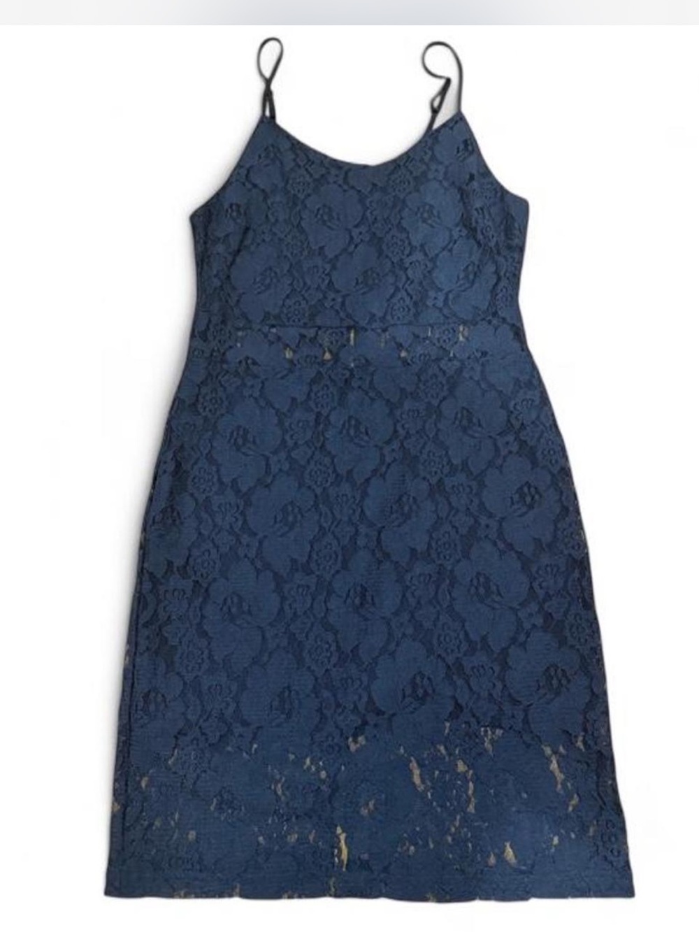 Aqua Navy Lace Dress with Gold Zip Detail
